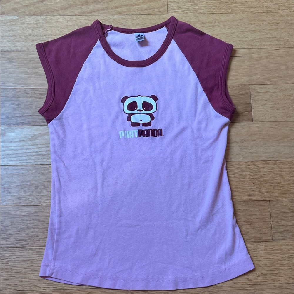American Apparel Phat Panda Pink and Maroon Tee | made in USA